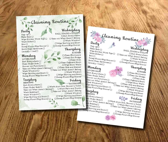 calendario en la nevera mostrando una rutina de limpieza semanal